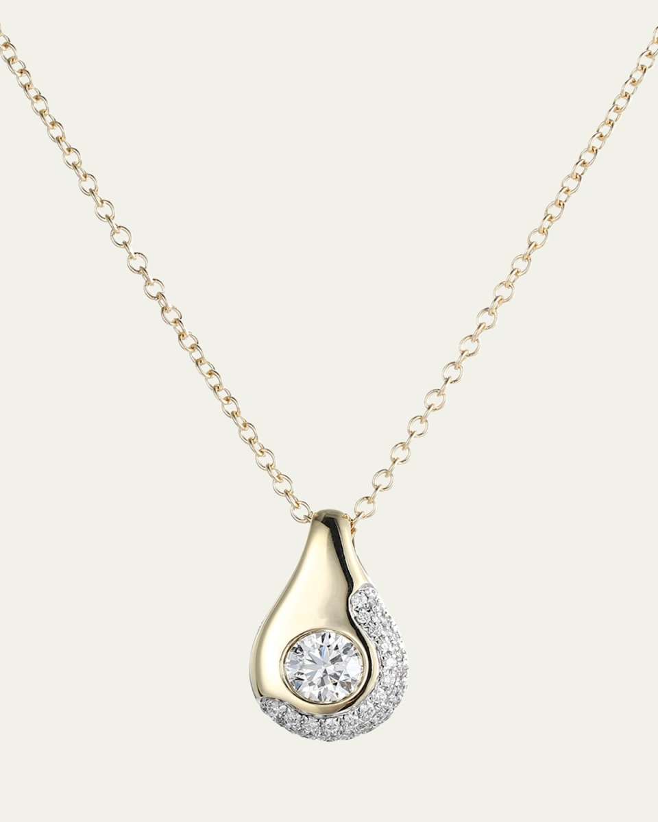 14K Yellow Gold Lava Diamond Pendant Necklace